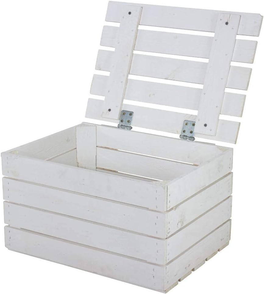 Weisse Holztruhe mit Deckel - 48x36x28 cm - NEU - Kinderzimmer mit Spielzeugkiste weiss, für Lego, D