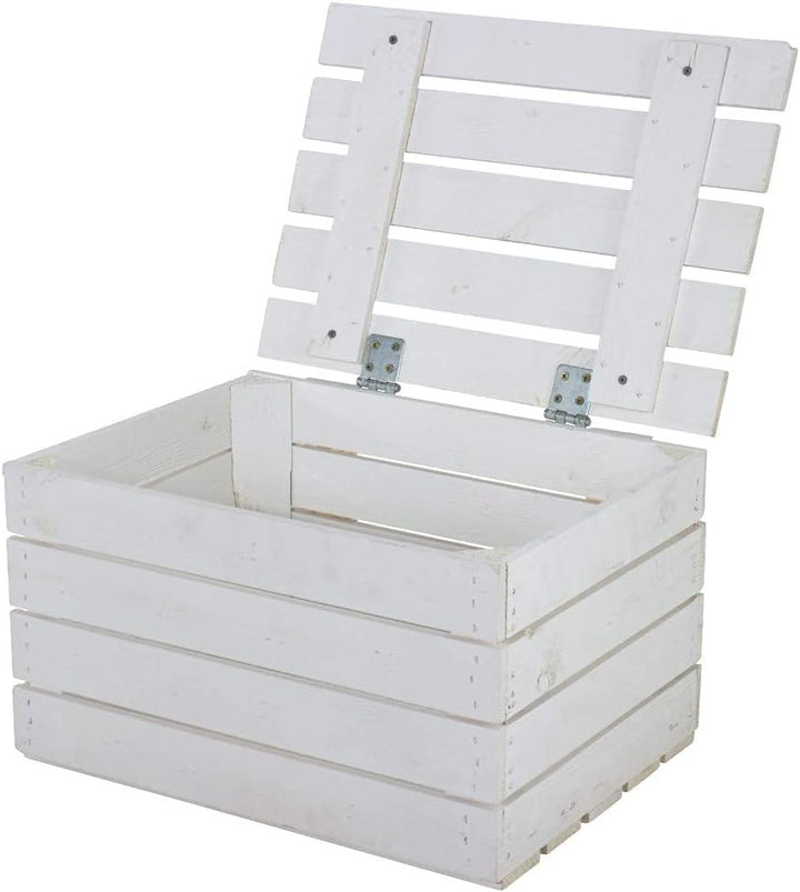 Weisse Holztruhe mit Deckel - 48x36x28 cm - NEU - Kinderzimmer mit Spielzeugkiste weiss, für Lego, D