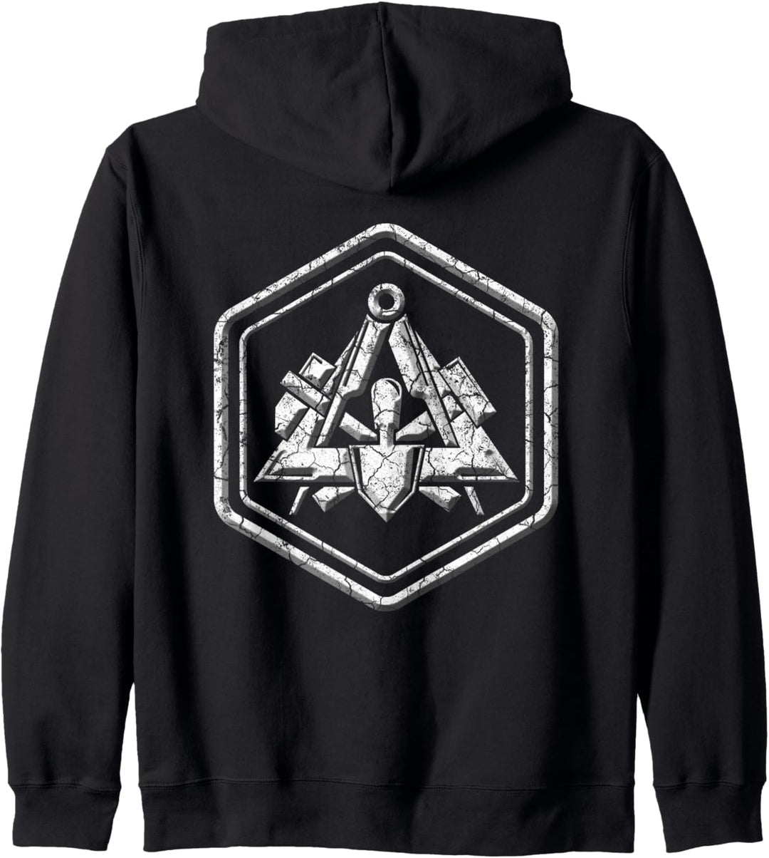 Maurer traditonelles Zunftsymbol Sechseck im Stein-look Kapuzenjacke