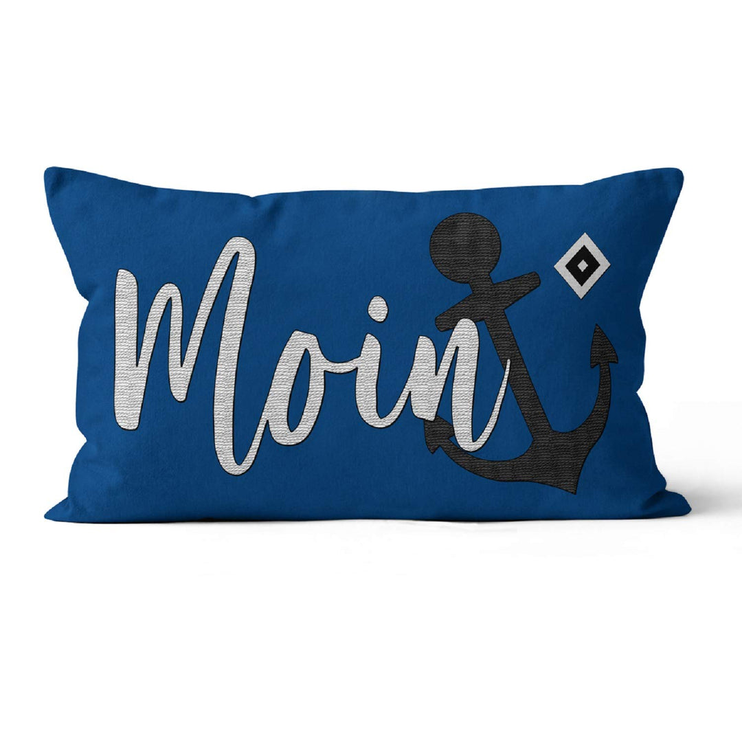 Hamburger SV HSV Nicki Kissen Moin, 100% Polyester, Plüsch, Wurfkissen, 45 x 26 cm