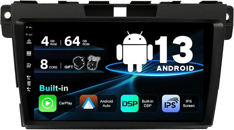 BXLIYER Android 12 IPS Autoradio Passt für Mazda CX-7 (2008-2015) - Eingebaut Carplay/Android Auto/D