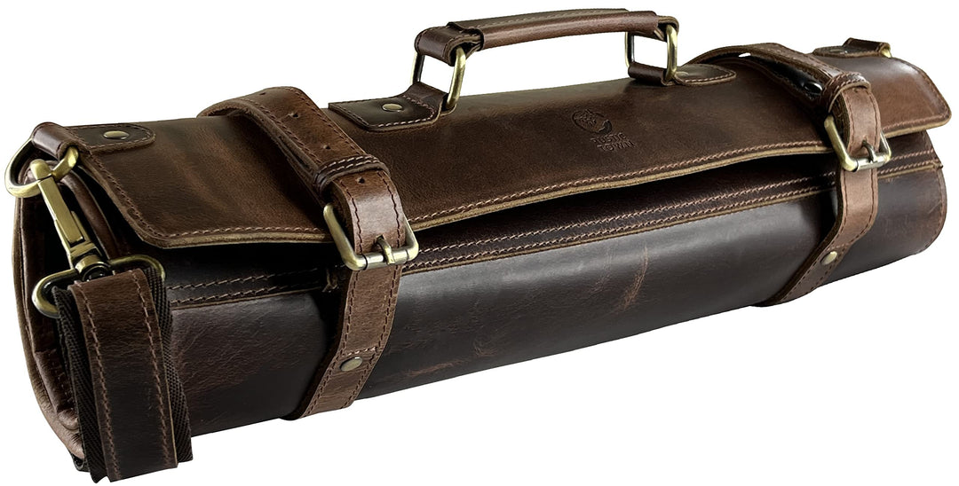 Rustic Town Leder Messerrolle Kochmesser Messertasche - Werkzeugtasche Knife Bag Küchenmesser Etui -