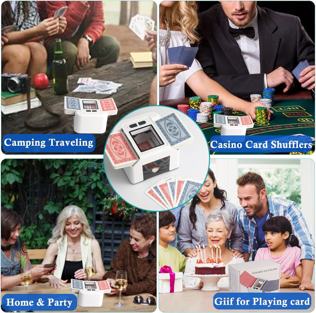 Wiederaufladbarer Kartenmischer für 1–2 Decks für Poker UNO Blackjack Texas Hold'em, Automatischer K