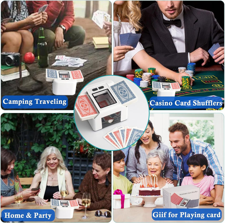 Wiederaufladbarer Kartenmischer für 1–2 Decks für Poker UNO Blackjack Texas Hold'em, Automatischer K
