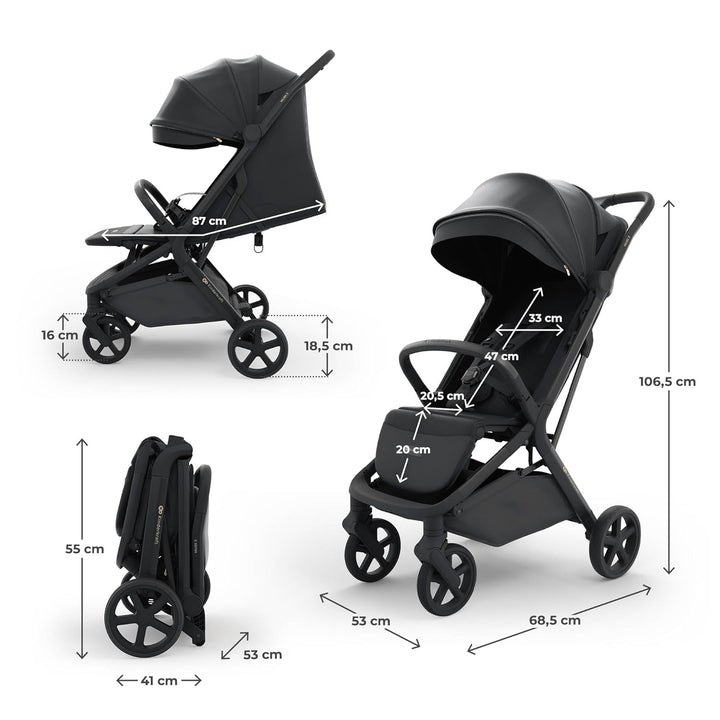 Kinderkraft NUBI 3 Buggy bis 22 kg, automatisch zusammenklappbar, grosse EVA-Räder, Mesh-Sitz, 5-Pun