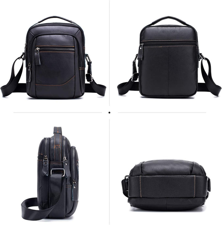 MANNUOSI Herren Schultertaschen business Freizeit Henkeltaschen echtleder vintage Handtaschen Einhei
