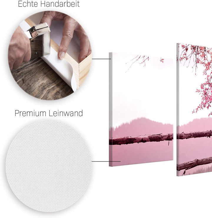 ge Bildet Bild auf Leinwand | Frühlingsbaum - Natur Baum Rosa Pink A in 100x50 cm mehrteilig als Wan