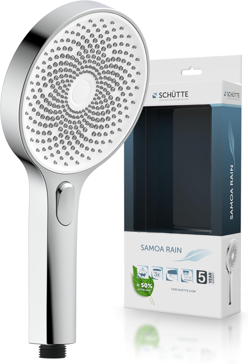SCHÜTTE Handbrause SAMOA RAIN | Samtstrahl-Technologie | Duschkopf mit über 300 Düsen | 3 einstellba