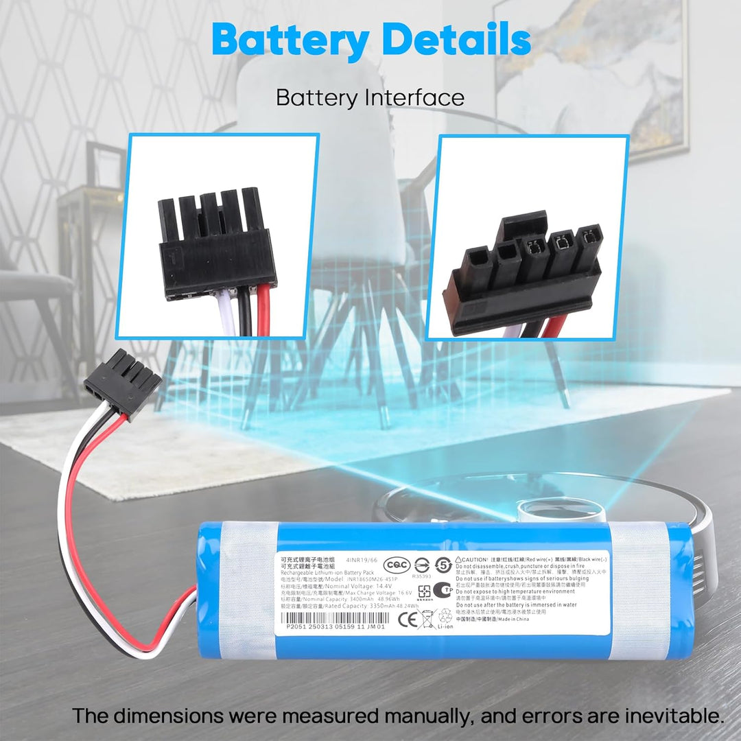 3400mAh 14,4 V Akku Kompatibel mit Xiaomi Mop, Mop 2S, Mop Pro, Mop P Saugrobotern und Conga 3290, 3