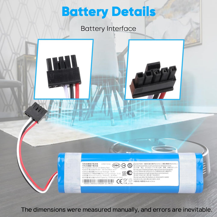 3400mAh 14,4 V Akku Kompatibel mit Xiaomi Mop, Mop 2S, Mop Pro, Mop P Saugrobotern und Conga 3290, 3
