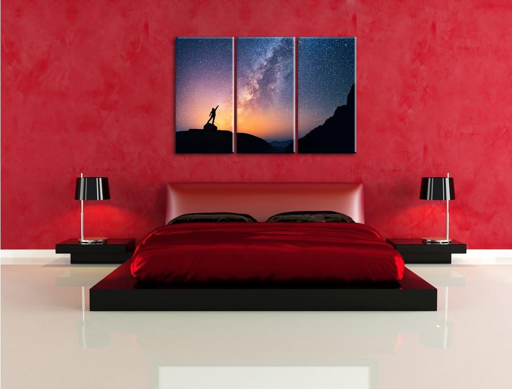 Pixxprint Sternenfänger Milchstrasse als Leinwandbild - Grösse: 3-Teilig (120x80cm) - Wandbild - Kun