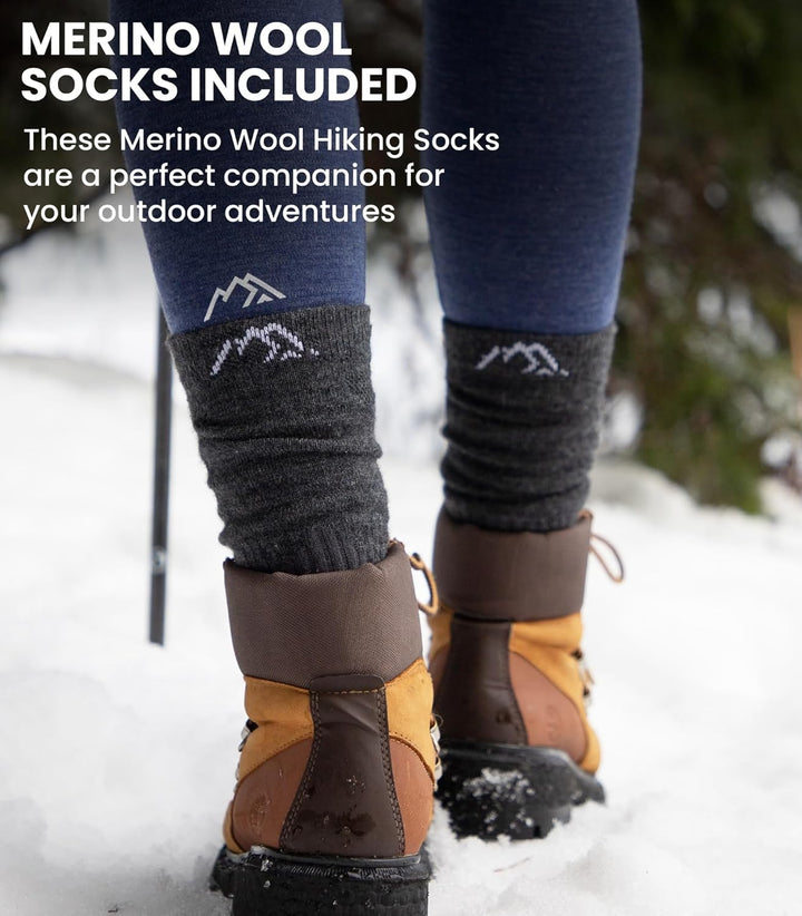 Merino.tech 100% Merino T Shirt Damen - Merinowolle Sport Wandern Thermoshirt Damen + Wandersocken B
