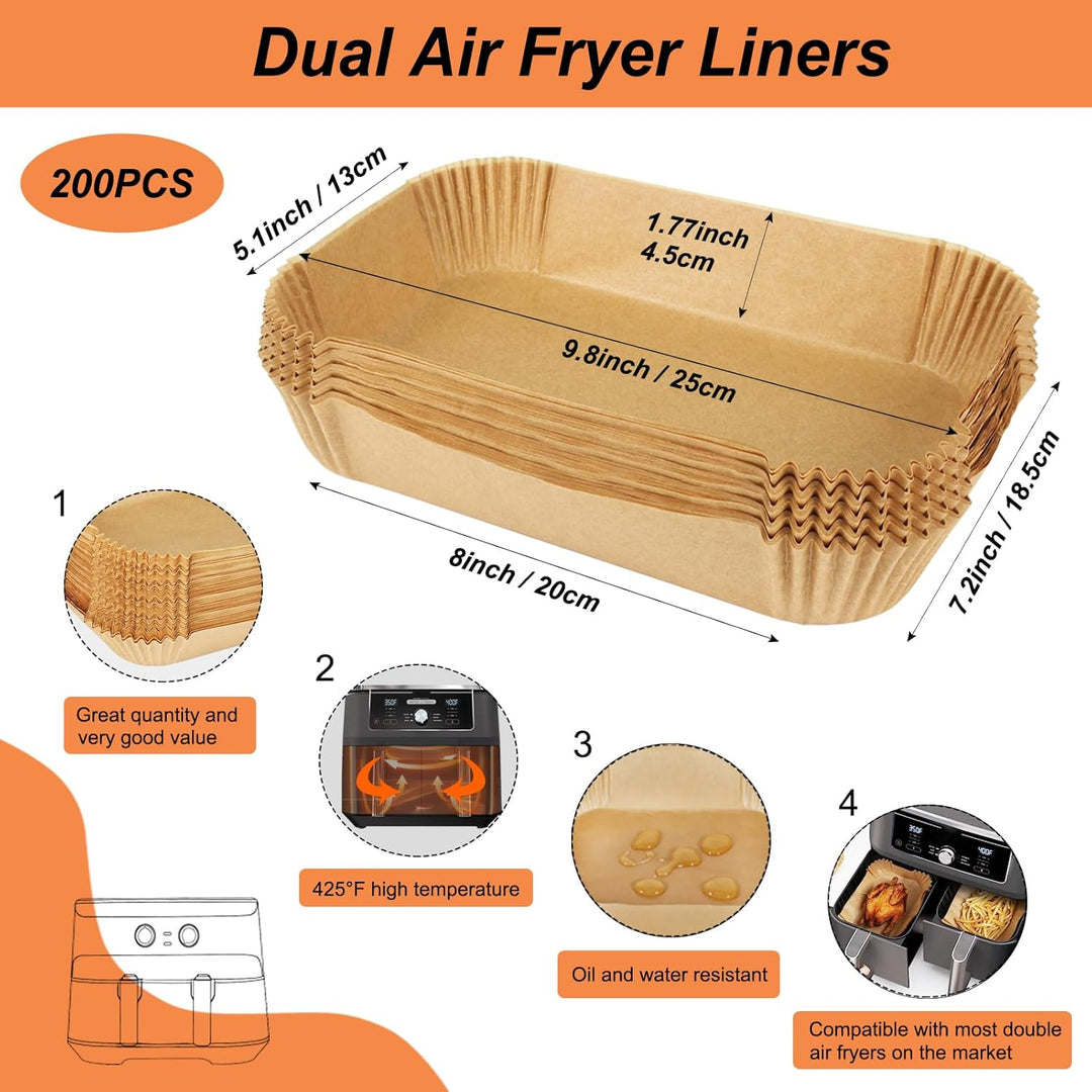 YQL 200 Stücke Backpapier für Heissluftfritteuse Ninja AF300EU/AF400EUCP, Air Fryer Pergament Paper
