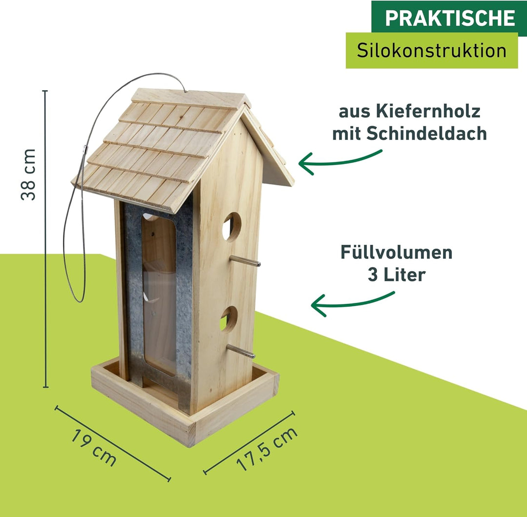 Windhager Vogelfuttersilo Country,Vogelfuttersilo, Vogelhaus, Futterspender für Vögel, Vogelhäuschen