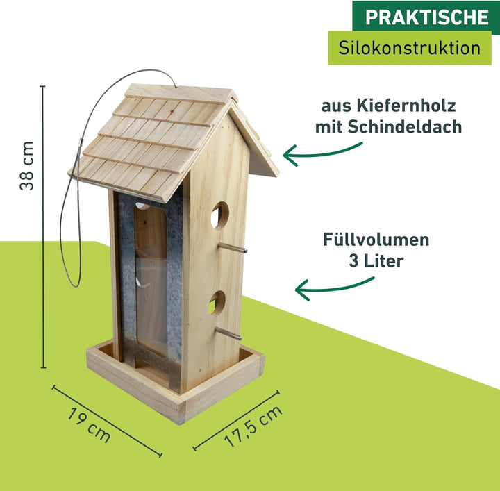 Windhager Vogelfuttersilo Country,Vogelfuttersilo, Vogelhaus, Futterspender für Vögel, Vogelhäuschen