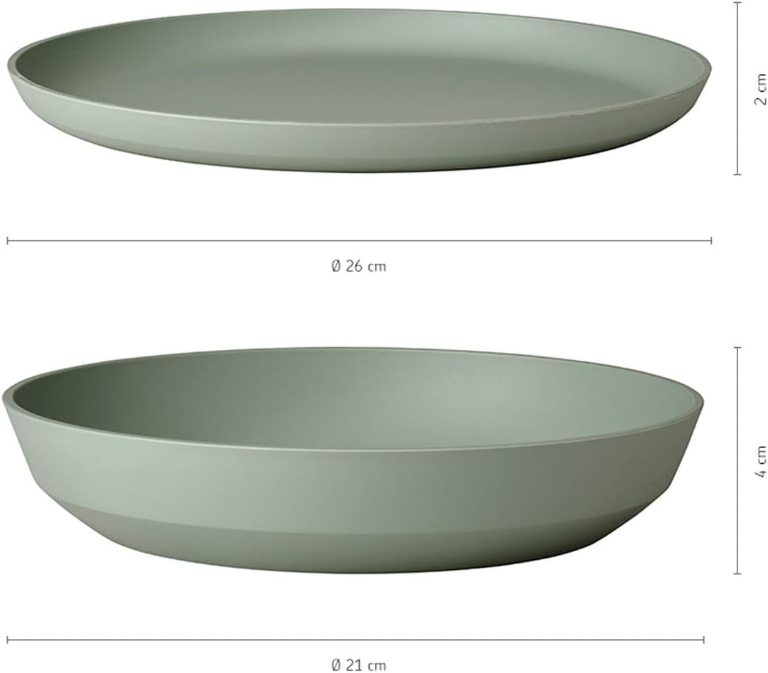 Mepal Tafel-Set 8-teilig Silueta Speiseteller (26 cm) und Suppenteller (21 cm) Outdoor-Geschirr für