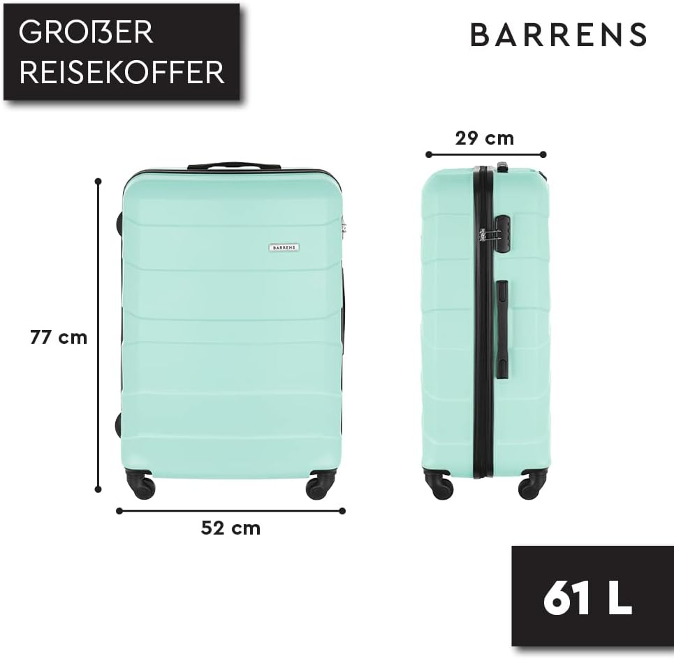 BARRENS Grosser Koffer | Aufgabegepäck | 77x52x29 cm | 90 L | 4x360 Grad Rollen | Flexibler Griff |