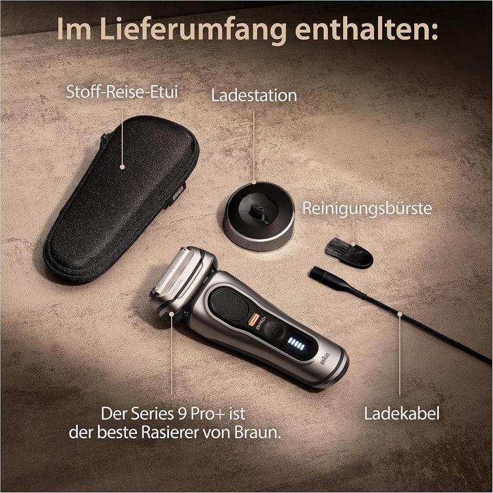 Braun Series 9 Pro+ Rasierer Herren Elektrisch, Elektrorasierer mit 5 Pro Rasierelementen, Langhaars