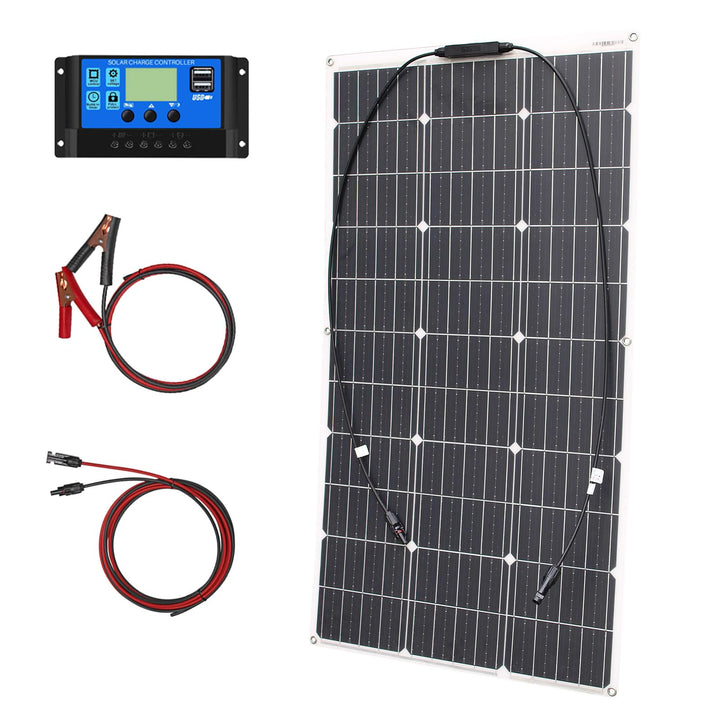 100W 12V Solarpanel Kit Flexible Monokristalline Solarpanel mit 10A Solarladeregler und 3m Solarkabe