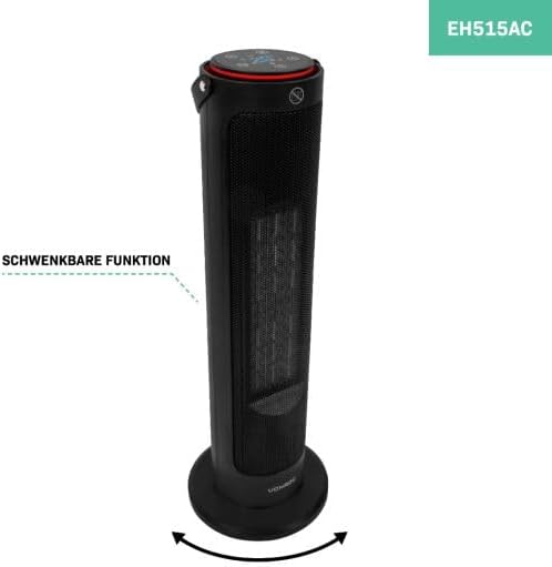 VONROC Elektroheizung - Turmheizlüfter - 2000W - Keramik - ECO-Modus - Schwenkfunktion - LED-Display