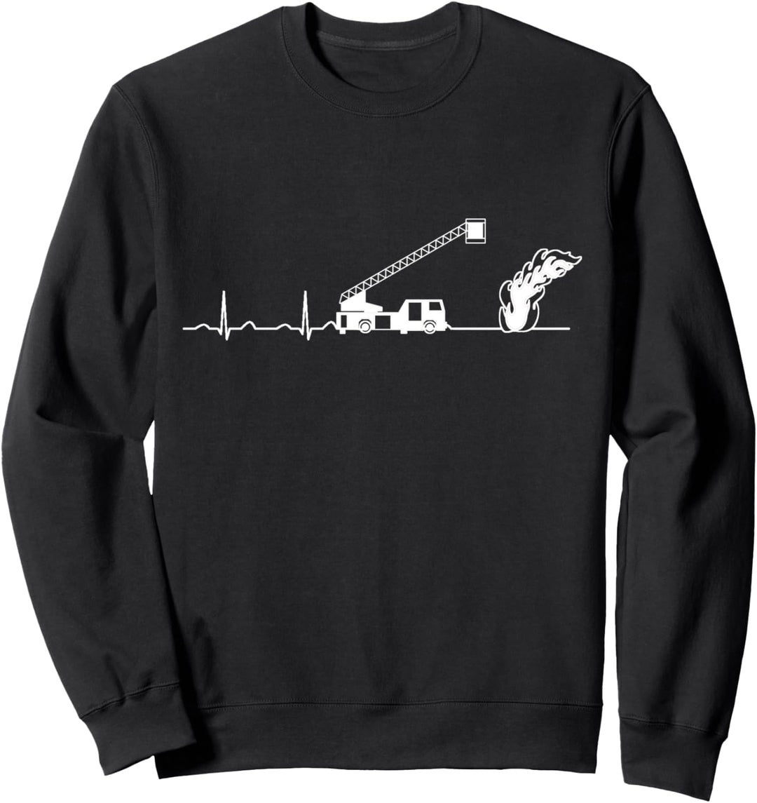 Herzschlag Drehleiter mit Flamme Feuerwehr Sweatshirt