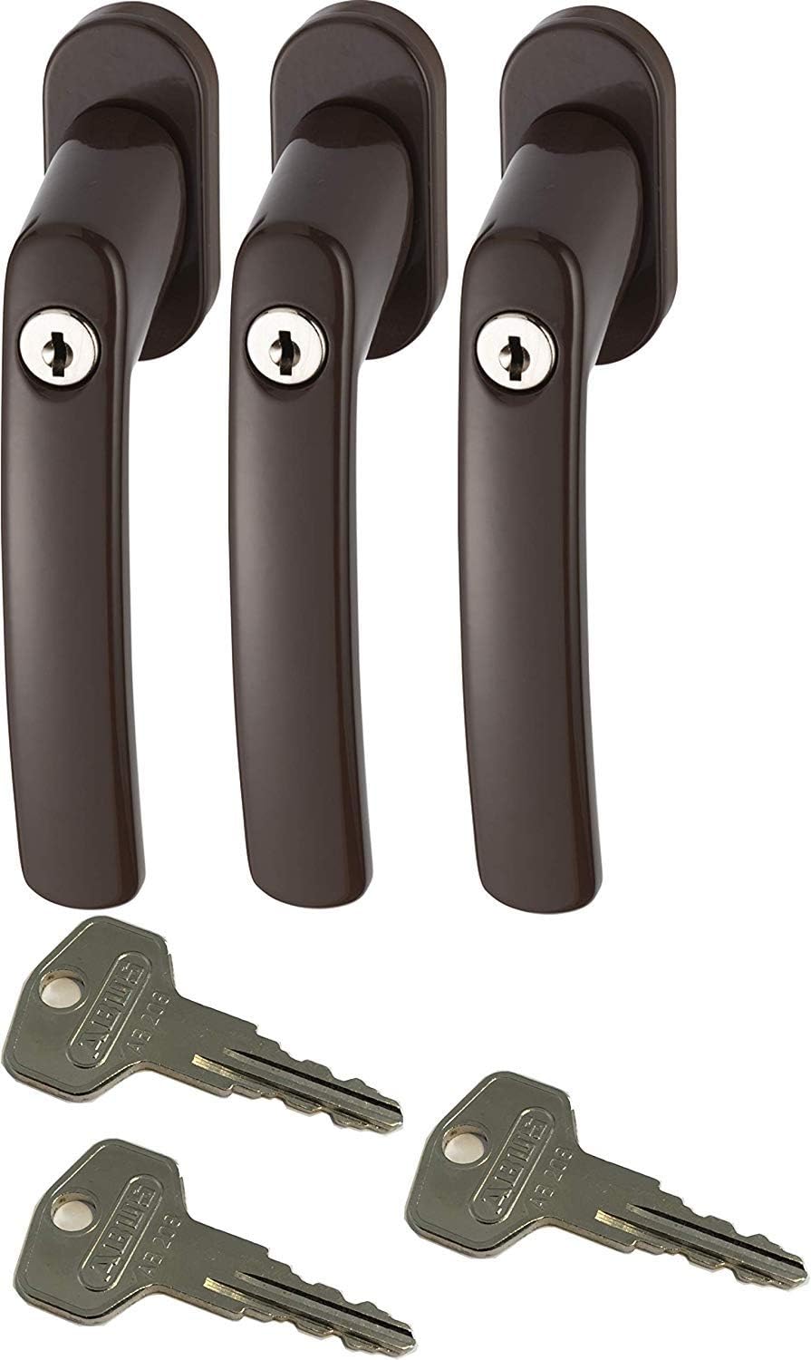 ABUS FG200 B SB abschliessbarer Fenstergriff, braun im Set 3 Stück