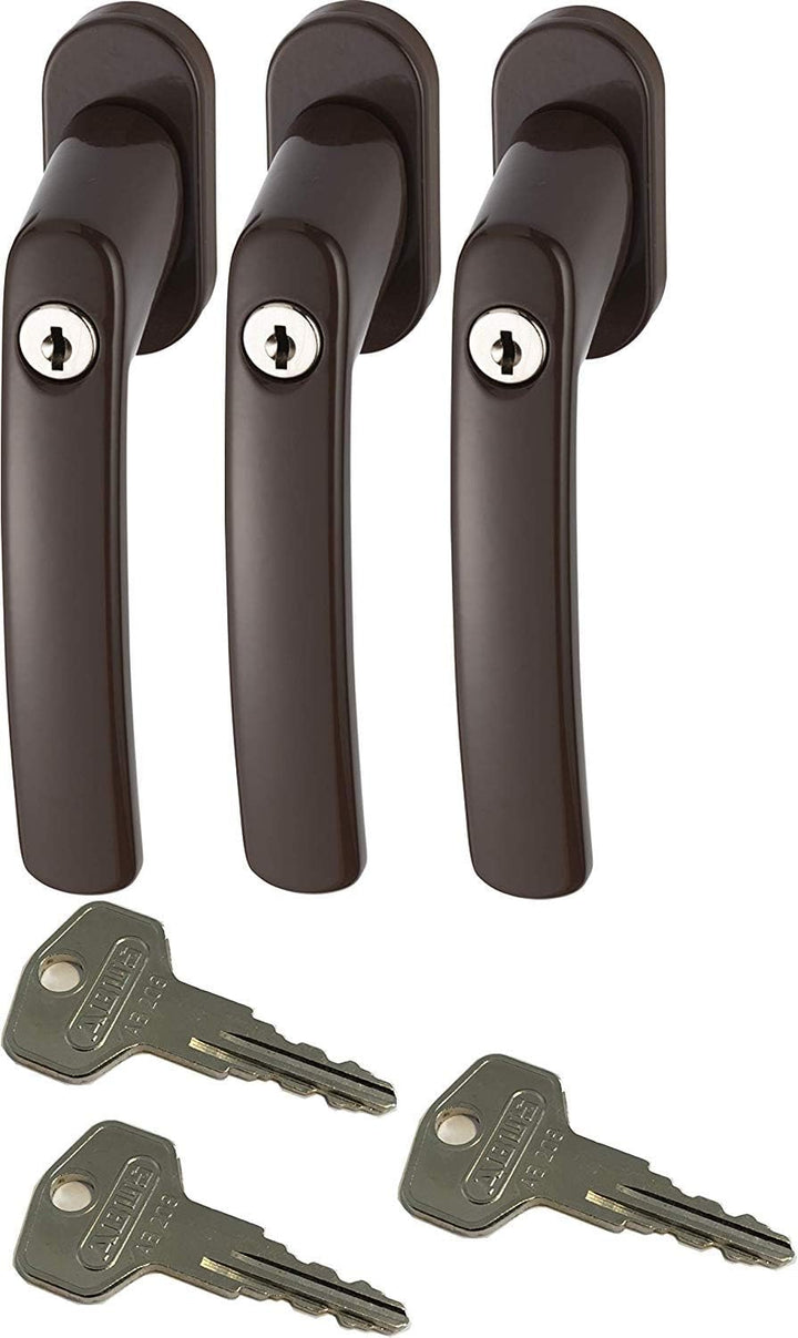 ABUS FG200 B SB abschliessbarer Fenstergriff, braun im Set 3 Stück