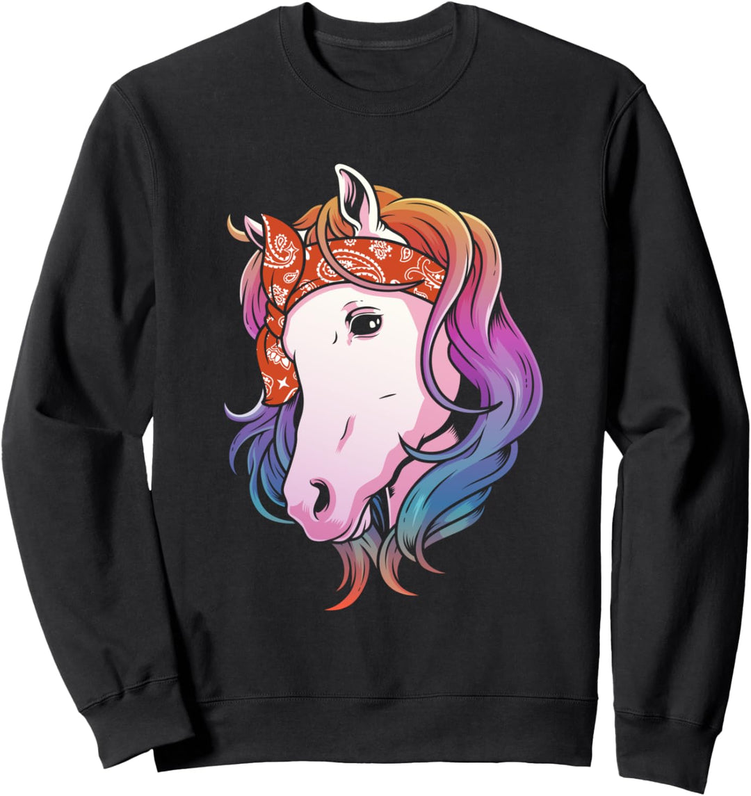 Niedliches Retro Hippie Pferdekopf Geschenk für Frauen und Sweatshirt