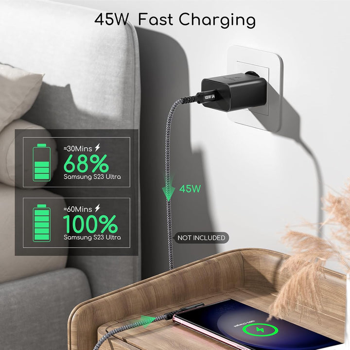 45W Samsung Ladegerät mit 3M USB C Kabel, USB C Netzteil Schnellladegerät USB C Ladegerät,für Samsun