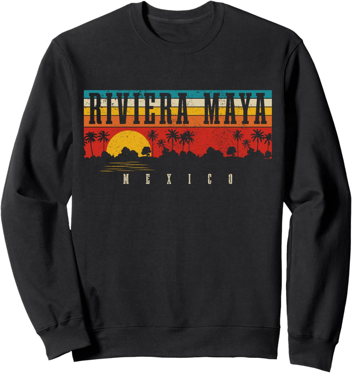 Riviera Maya Mexiko Vintage Sonnenuntergang Retro Urlaub Sweatshirt