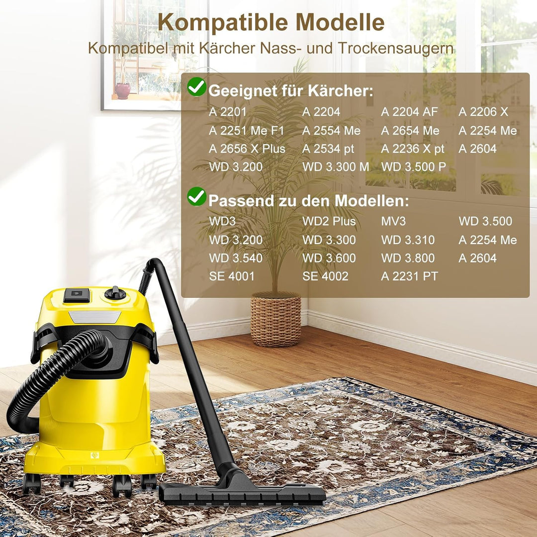Fishoney 20 Stück WD3 Staubsaugerbeutel für Kärcher 6.959-130.0, Papier filterbeutel für WD3 1629 MV