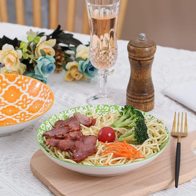 Tiefe Teller Set Pastateller Suppenteller - Porzellan Teller Tief für Pasta Suppe Salat Spaghetti 6