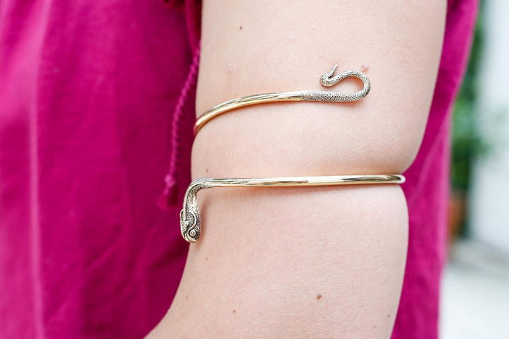 Windalf Bohemian Frauen Oberarmreif Medusa Ø 9.3 cm Damen Schlange-Schmuck Gipsy-Armschmuck Hochwert
