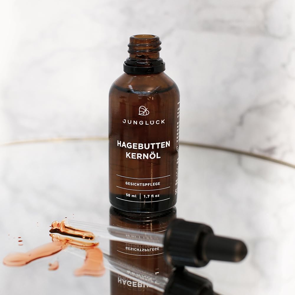 JUNGLÜCK BIO Hagebuttenkernöl - Vegan | Hagebuttenöl Kaltgepresst 100% Rein &amp; Natürlich beruhigt Röt