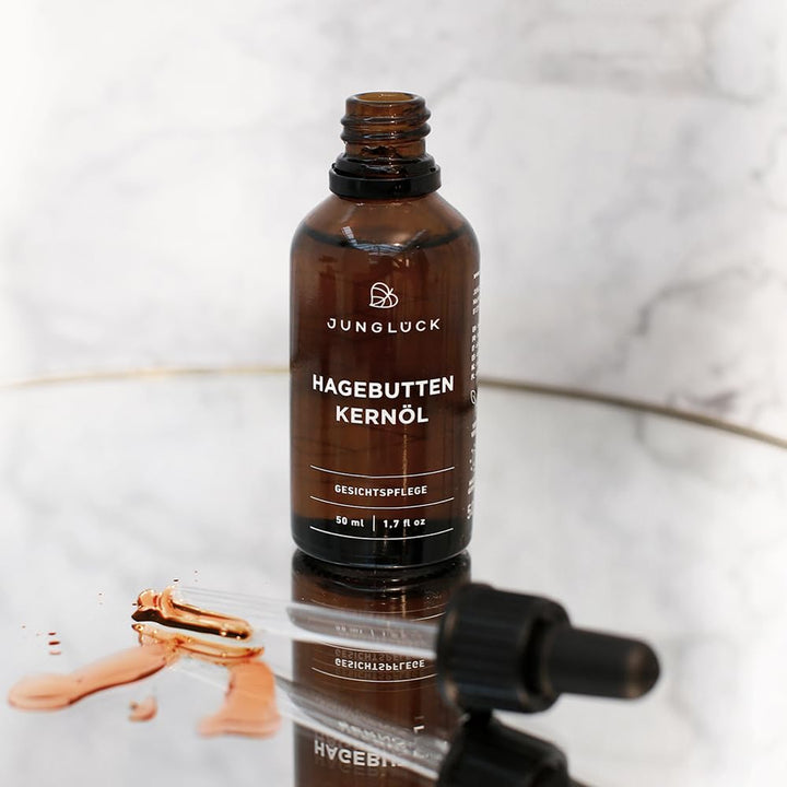 JUNGLÜCK BIO Hagebuttenkernöl - Vegan | Hagebuttenöl Kaltgepresst 100% Rein &amp; Natürlich beruhigt Röt