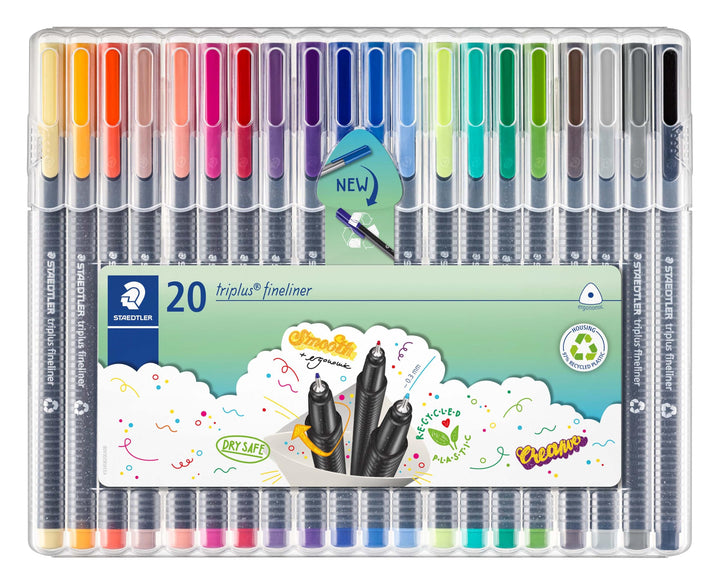 STAEDTLER triplus 334 SB20 Fineliner, dreikant, Set mit 20 brillanten Farben, sortiert S-Box sortier