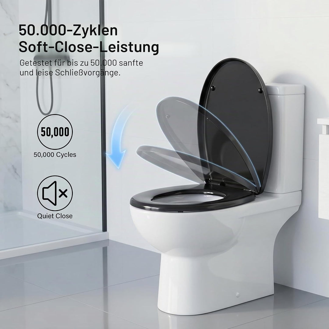 WC-Sitz Soft Close, Soft Close WC-Sitz mit Schnellverschluss für einfache Reinigung, Standard-Klo-To