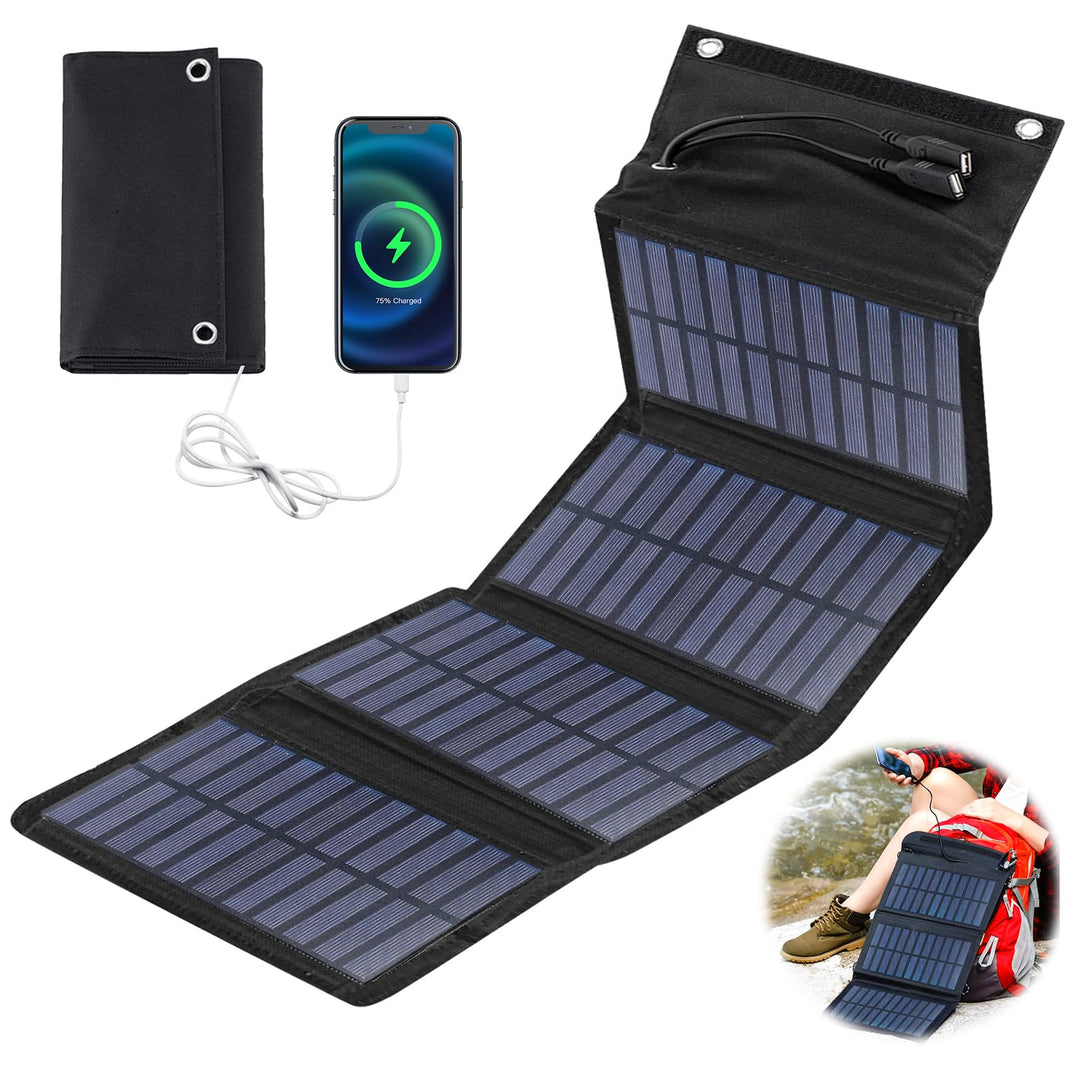 10W Faltbares Solarpanel - Tragbares Solar Ladegerät 5V 2USB Solar Panel Wasserdicht für Outdoor-Akt