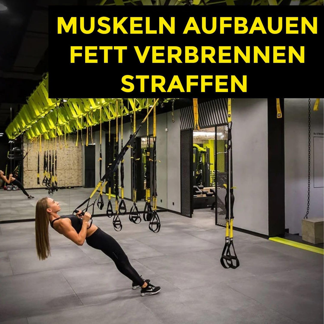 Komplett Set für Suspensionstraining mit schlingentrainer für zuhause (inkl. deckenhalterung), bauch