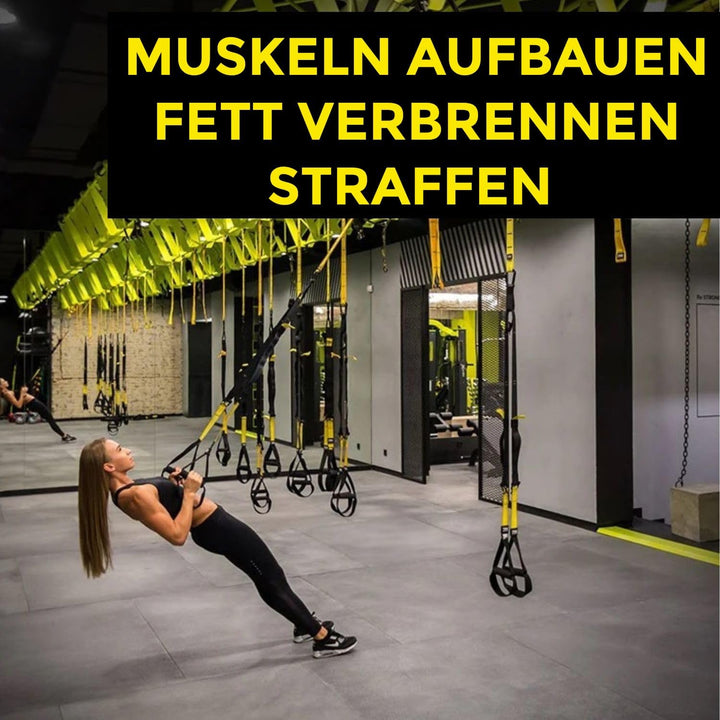 Komplett Set für Suspensionstraining mit schlingentrainer für zuhause (inkl. deckenhalterung), bauch