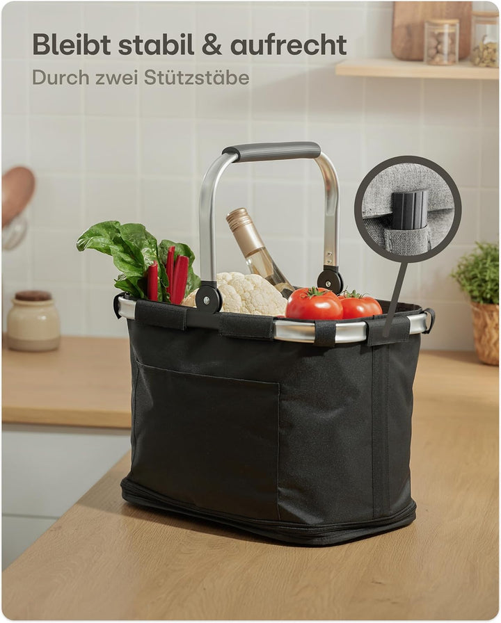 Praknu Einkaufskorb Faltbar Gross – 2 in 1 Erweiterbar 25L auf 35L – Abnehmbarer & Waschbarer Bezug