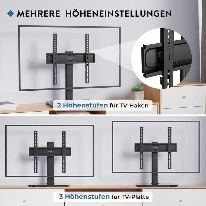 BONTEC TV Standfuss TV Ständer Schwenkbar für 26-55 Zoll LCD LED OLED Plasma Flach & Curved Fernsehe