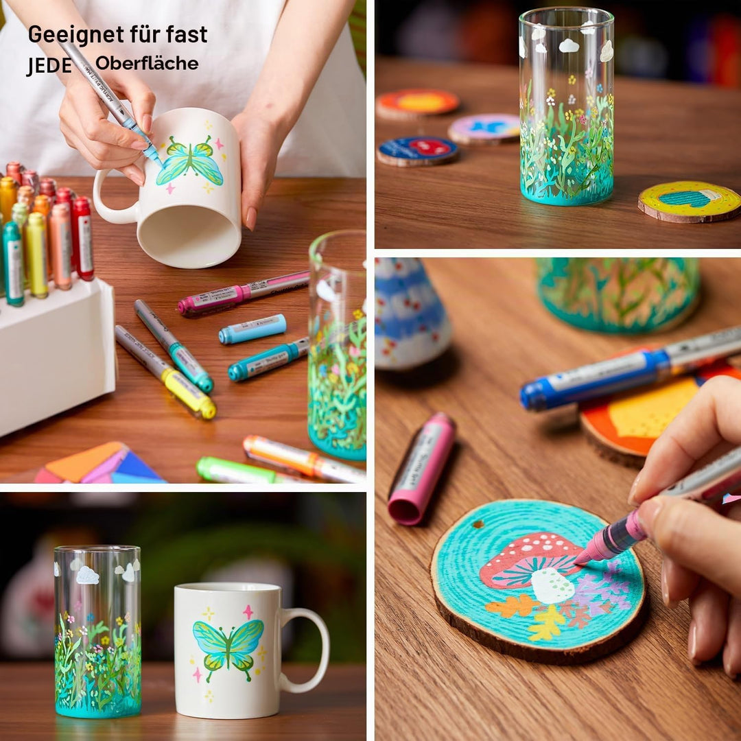 Shuttle Art 48 Farben Acrylstifte für Steine wasserfest, Steine bemalen Stifte Set mit automatischer