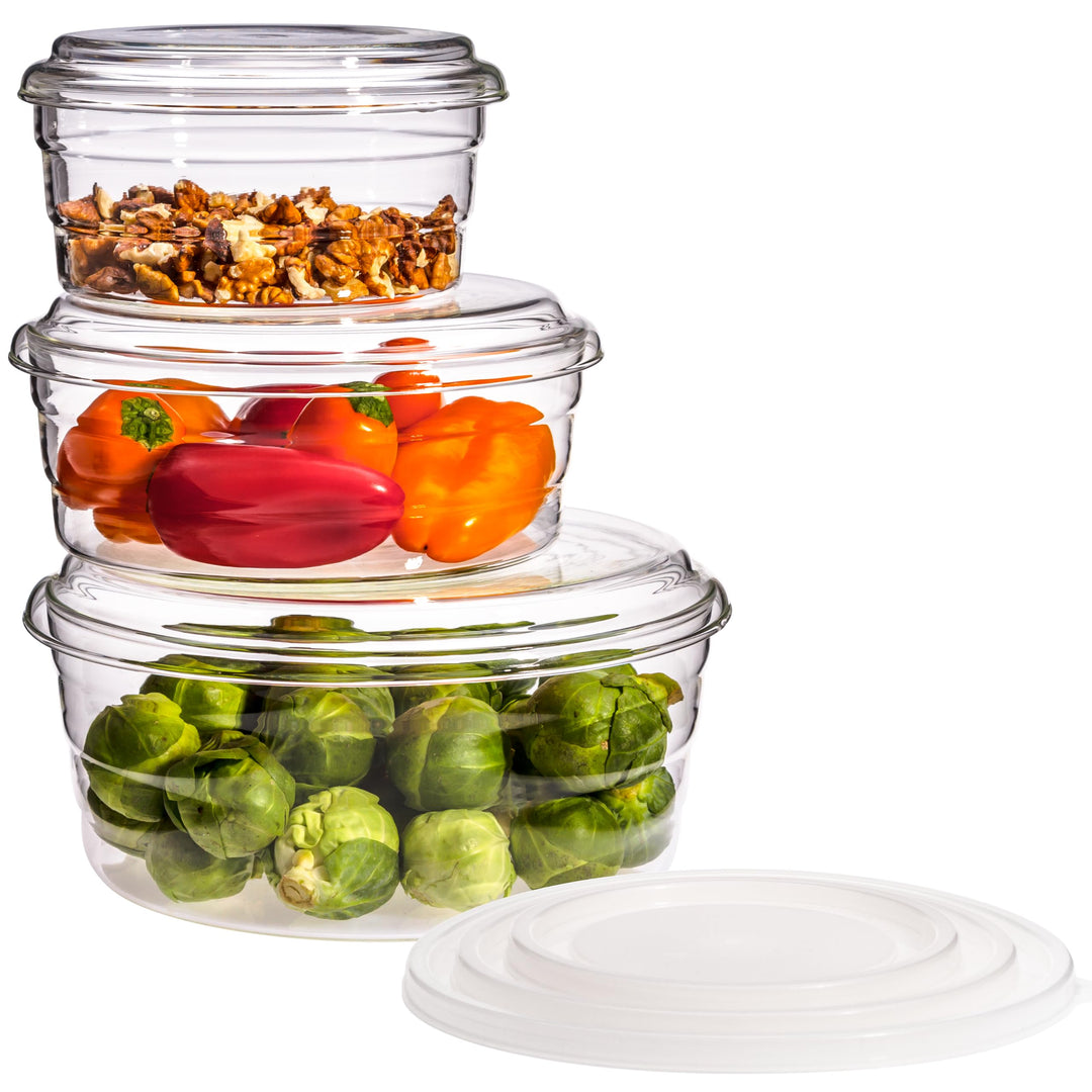 Trendglas Jena Mikrowellen 3-er Set Centric GP mit Glas- und Kunststoffdeckel (0,5/0,8/1,6 Liter) Se