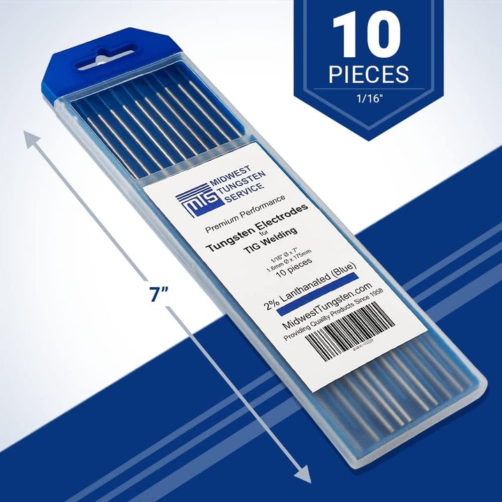WIG-Schweisselektroden Wolfram 2% lanthaniert 1,6 mm x 175 mm (blau, WL20) 10er Pack 1.6mm (1/16") B