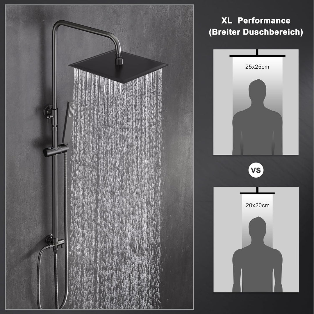 Görbach Edelstahl Duschset ohne Armatur, Regendusche Duschsystem mit Duschkopf, Duschstange, Duschsc