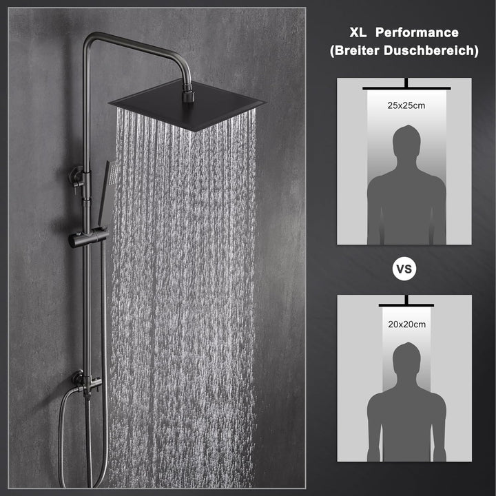 Görbach Edelstahl Duschset ohne Armatur, Regendusche Duschsystem mit Duschkopf, Duschstange, Duschsc
