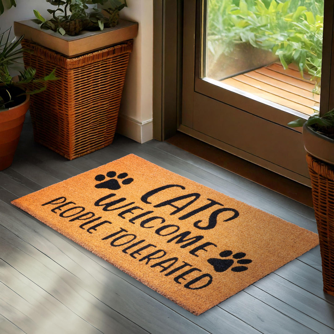 BRUBAKER Fussmatte für Aussen und Innen - Cats Welcome People Tolerated - 45 x 75 cm Katzen Schmutzf