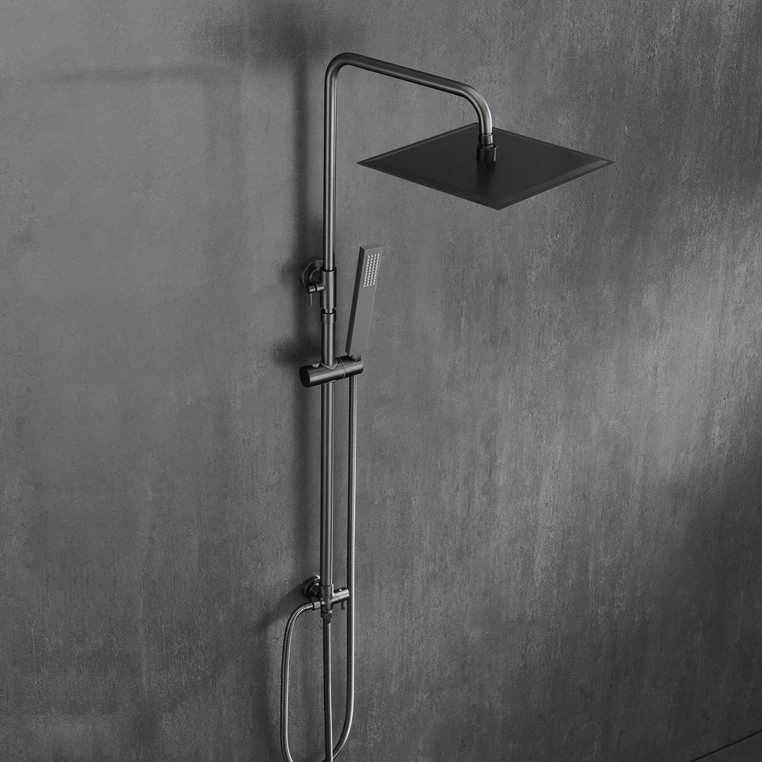 Görbach Edelstahl Duschset ohne Armatur, Regendusche Duschsystem mit Duschkopf, Duschstange, Duschsc