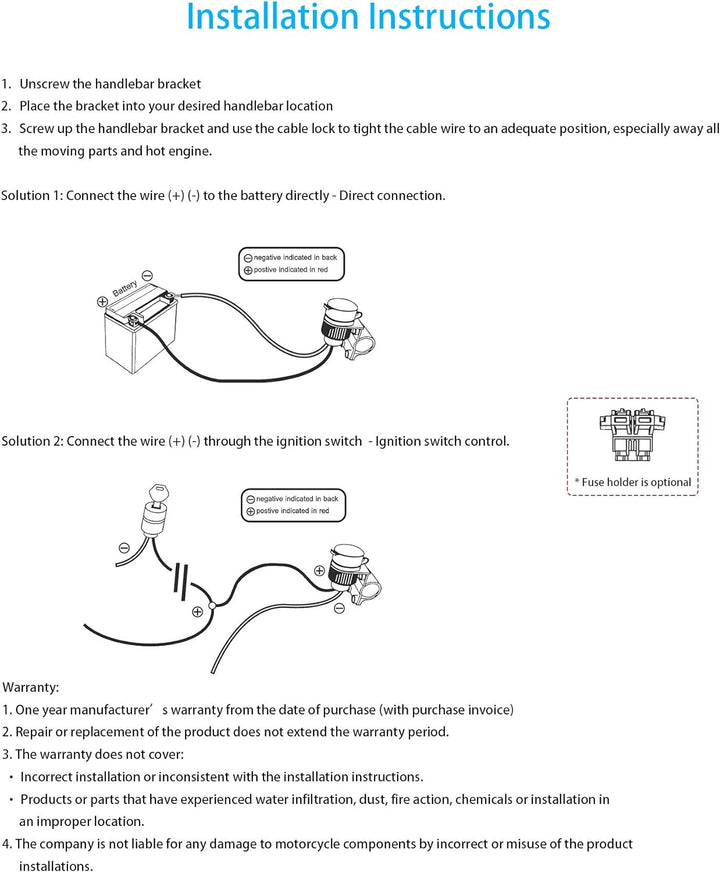 Cliff Top 4A 20W USB-Ladegerät für Motorräder aus Aluminium, mit magnetischem Netzschalter, strapazi